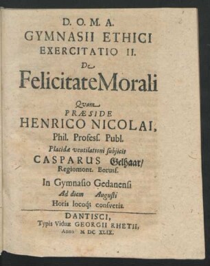 2: De Felicitate Morali