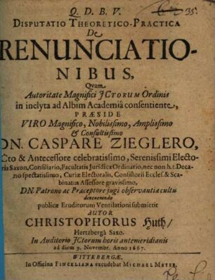 Disputatio TheoreticoPractica De Renunciationibus