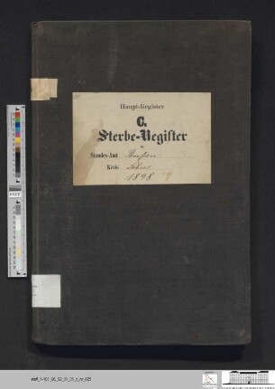 Sterberegister Booßen 1898