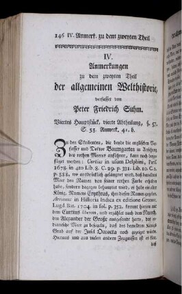 IV. Anmerkungen zu dem zweyten Theil der allgemeinen Welthistorie