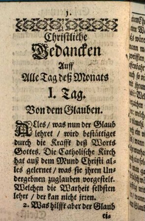 Christliche Gedancken Auff Alle Tag deß Monats
