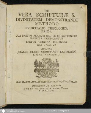 Exercitatio Theologica Prior: Qua Partim Aliorum Hac De Re Sententiae Breviter Dijudicantur Partim Genuina Methodus Ipsa Traditur