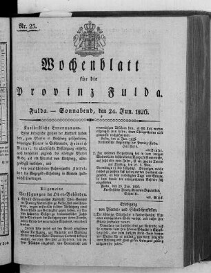 Nr. 25, Ausgabe vom 24. Juni 1826