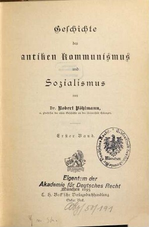 Geschichte des antiken Kommunismus und Sozialismus, 1