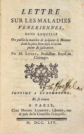 Lettre sur les maladies veneriennes, dans laquelle on publie la manière de préparer le Mercure dont la plus forte dose n'excite point de salivation