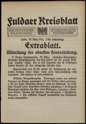 Ausgabe vom Montag, den 29. März 1915.