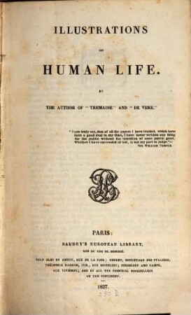 Works, 1. Illustrations of Human Life