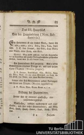 Das III. Hauptstück. Von den Hauptwörtern (Nom. Substantivis.)