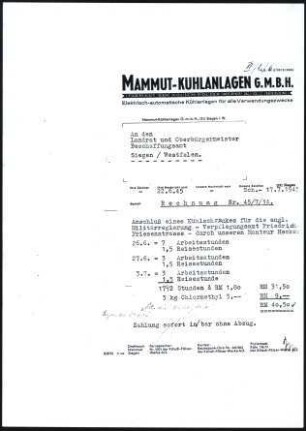 Firmenbriefkopf Mannut - Kühlanlagen GmbH, Elektrisch - automatische Kühlanlagen für alle Verwendungszwecke