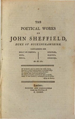 The poetical works of John Sheffield, Duke of Buckinghamshire : to which is prefixed the life of the author
