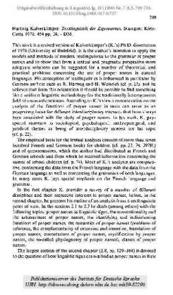 Hartwig Kalverkämper: Textlinguistik der Eigennamen [Rezension]