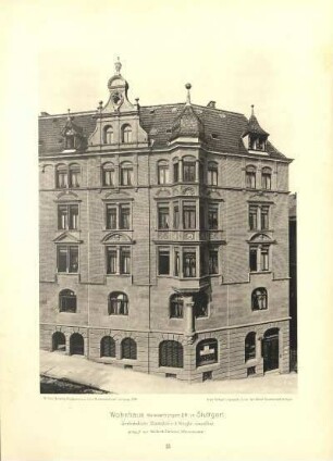Tafel 18. Wohnhaus Weissenburgstr. 2B in Stuttgart. Architekten. Eisenlohr & Weigle