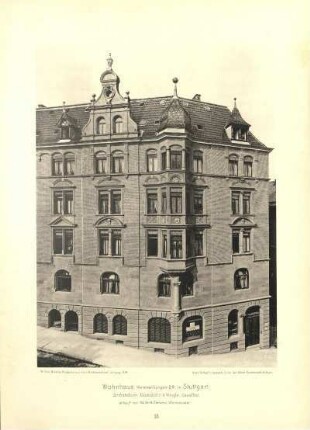 Tafel 18. Wohnhaus Weissenburgstr. 2B in Stuttgart. Architekten. Eisenlohr & Weigle