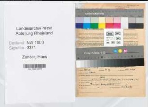 Entnazifizierung Hans Zander, geb. 12.03.1911 (Verw.Inspektor)