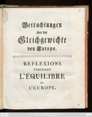 Betrachtungen über das Gleichgewichte von Europa