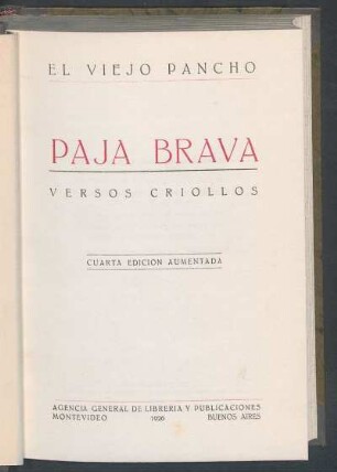 Paja Brava : versos criollos
