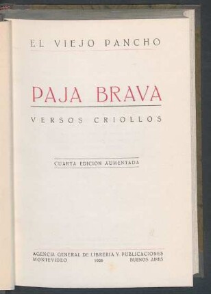 Paja Brava : versos criollos