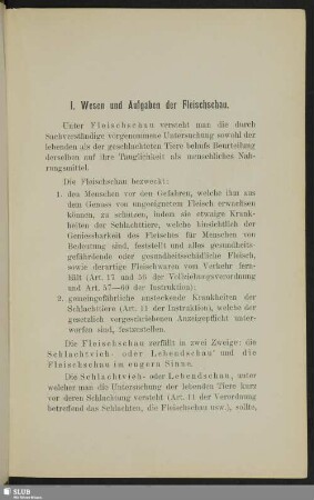 I. Wesen und Aufgaben der Fleischschau