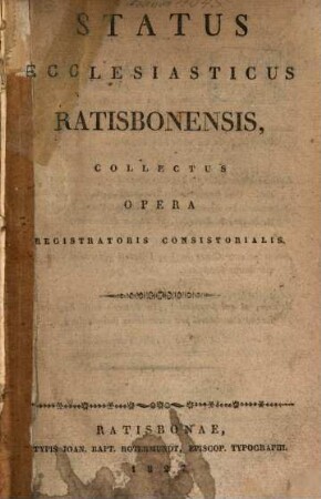 Status ecclesiasticus Ratisbonensis. 1827
