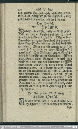 Das Orakel an Holland