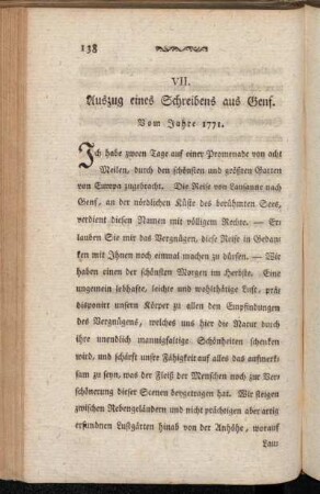 VII. Auszug eines Schreibens aus Genf. Vom Jahre 1771