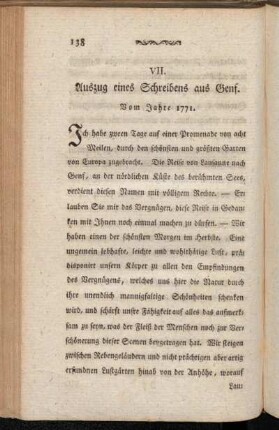 VII. Auszug eines Schreibens aus Genf. Vom Jahre 1771