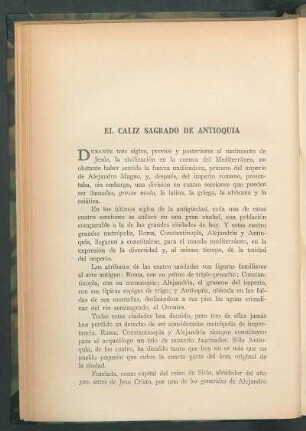El cáliz sagrado de Antioquia