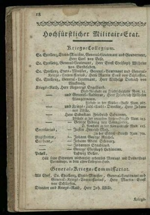Hochfuerstlicher Militair-Etat