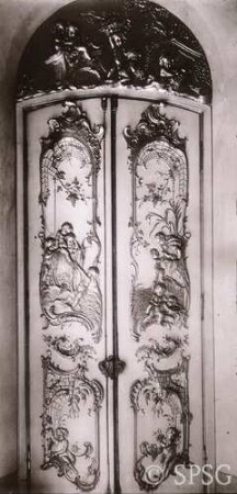 Berlin, Schloss Charlottenburg, Neuer Flügel, Speisesaal (Weißer Saal), R. 362, Tür.