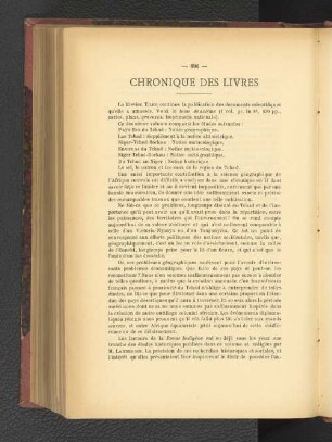 Chronique des Livres.