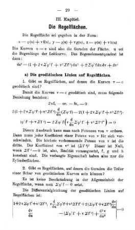 a) Die geodätischen Linien auf Regelflächen.