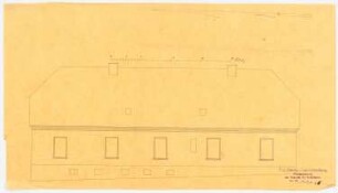 Schloss Ponischowitz Umbau und Ausbau, Wirtschaftsgebäude: Aufriss Seitenansicht, Maßstabsleiste