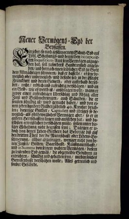 Neuer Vermögens-Eyd der Beysassen