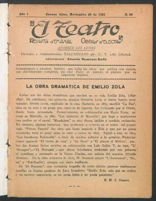 La obra dramática de Emilio Zola
