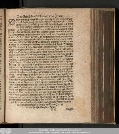Von Fruchtbarkeit dieses 1610. Jahrs.