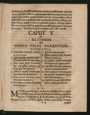 Caput V. Et Ultimum. De Poena Falso Taxantium.