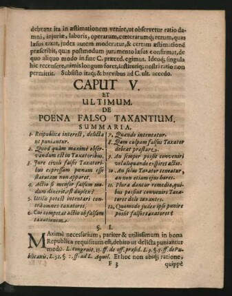 Caput V. Et Ultimum. De Poena Falso Taxantium.