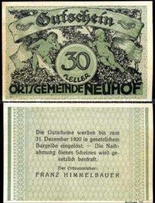 Neuhof, Oberösterreich 30 Heller