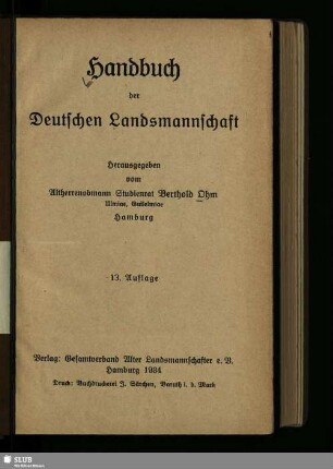 Handbuch der Deutschen Landsmannschaft