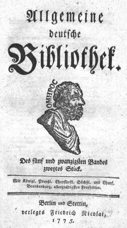 Des fünf und zwanzigsten Bandes zweytes Stück.