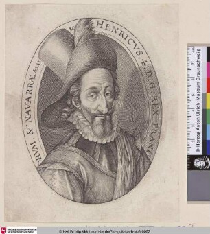 Henricus 4. [Porträt des König Heinrich IV. von Frankreich; Henry IV, king of France; Portret van Hendrik IV, koning van Frankrijk op 40-jarige leeftijd]