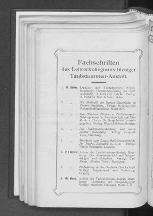 Fachschriften des Lehrerkollegiums hiesiger Taubstummen-Anstalt.