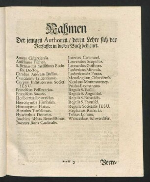Nahmen Der jenigen Authoren, deren Lehre sich der Verfasser in diesem Buch bedienet.