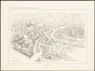 Stadterweiterung Hirschberg: Perspektivische Ansicht (Vogelschau) (von Inv.Nr. 1278)