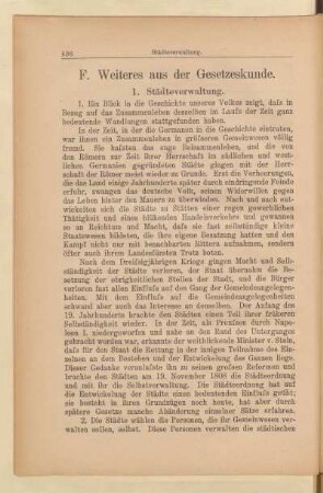 F. Weiteres aus der Gesetzeskunde