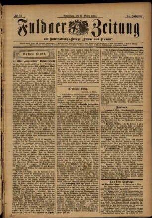 Erste Ausgabe vom Samstag, den 06. März 1897.