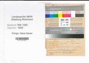 Entnazifizierung Hans Xaver Frings , geb. 28.08.1892 (Lehrer)