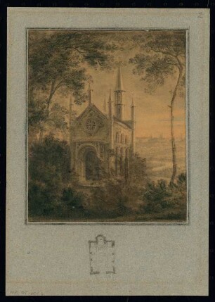 Wallfahrtskapelle Monatskonkurrenz Januar 1831: Perspektivische Ansicht; Grundrissskizze