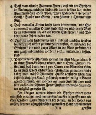 Nachricht Von Zachariä Greyls, von Augspurg, Gantz neu-erfundenen ... Feuer-löschenden Machine