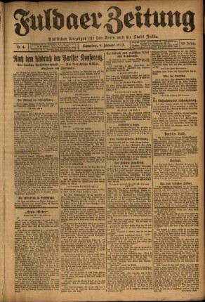 Erste Ausgabe vom Samstag, den 06. Januar 1923.